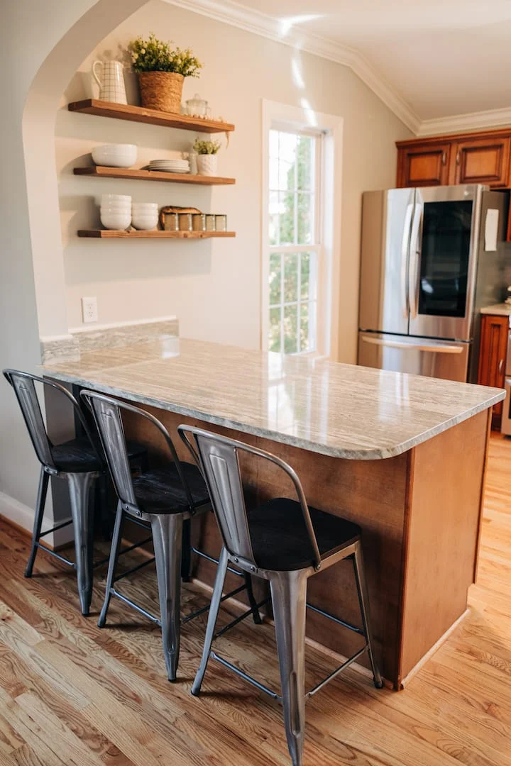 Kitchen breakfast bar with countertop seating
